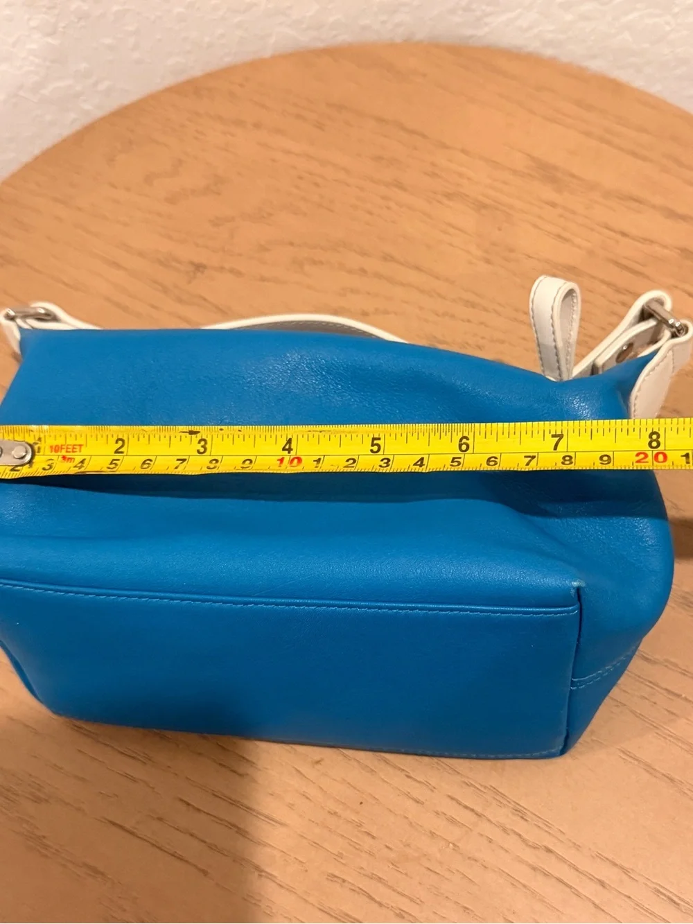 COACH Turquoise Leather Shoulder Bag with white Trim